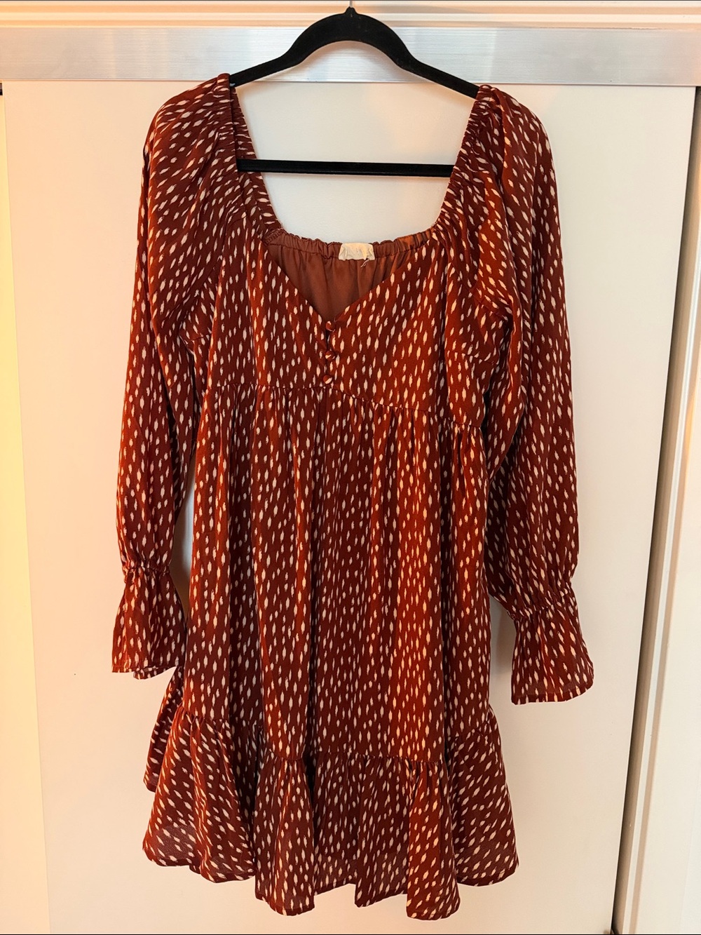Rust Printed Tiered Peasant Tunic